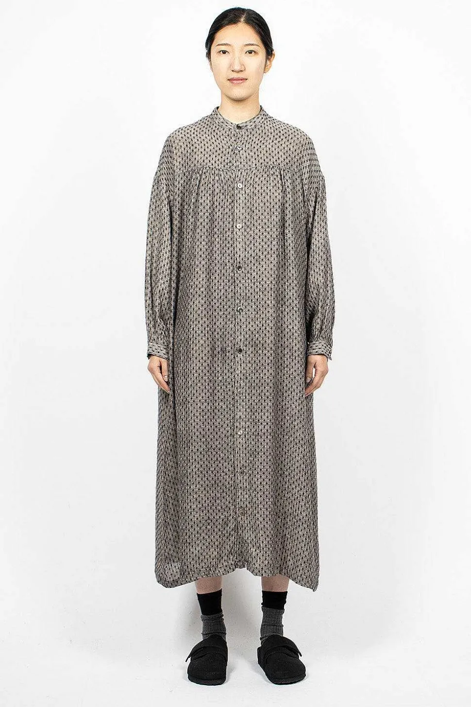 Linen Dobby Shirt Dress Black Diamond