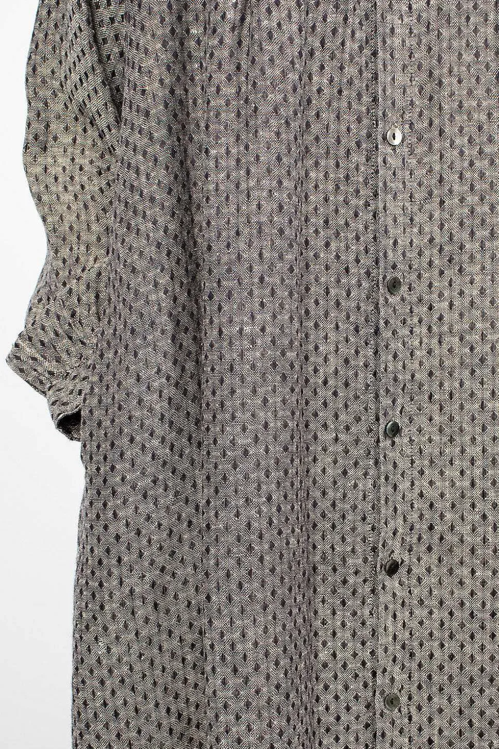 Linen Dobby Shirt Dress Black Diamond