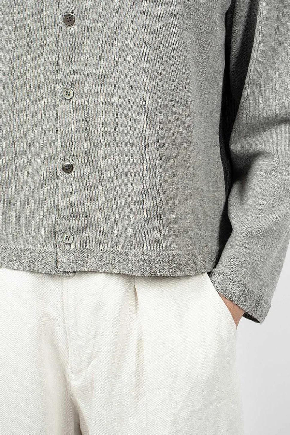 Linen Panel Cardigan Grey