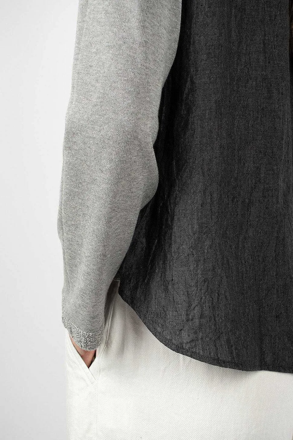 Linen Panel Cardigan Grey