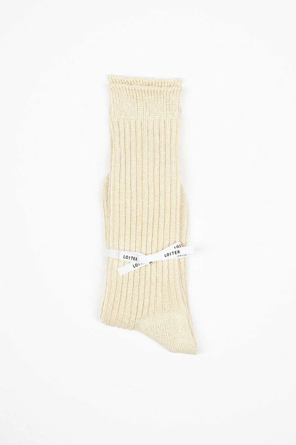 Linen Rib Socks Beige