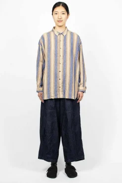 Linen Stripe Shirt Blue