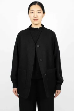 Long Line Jerkin Waistcoat Black