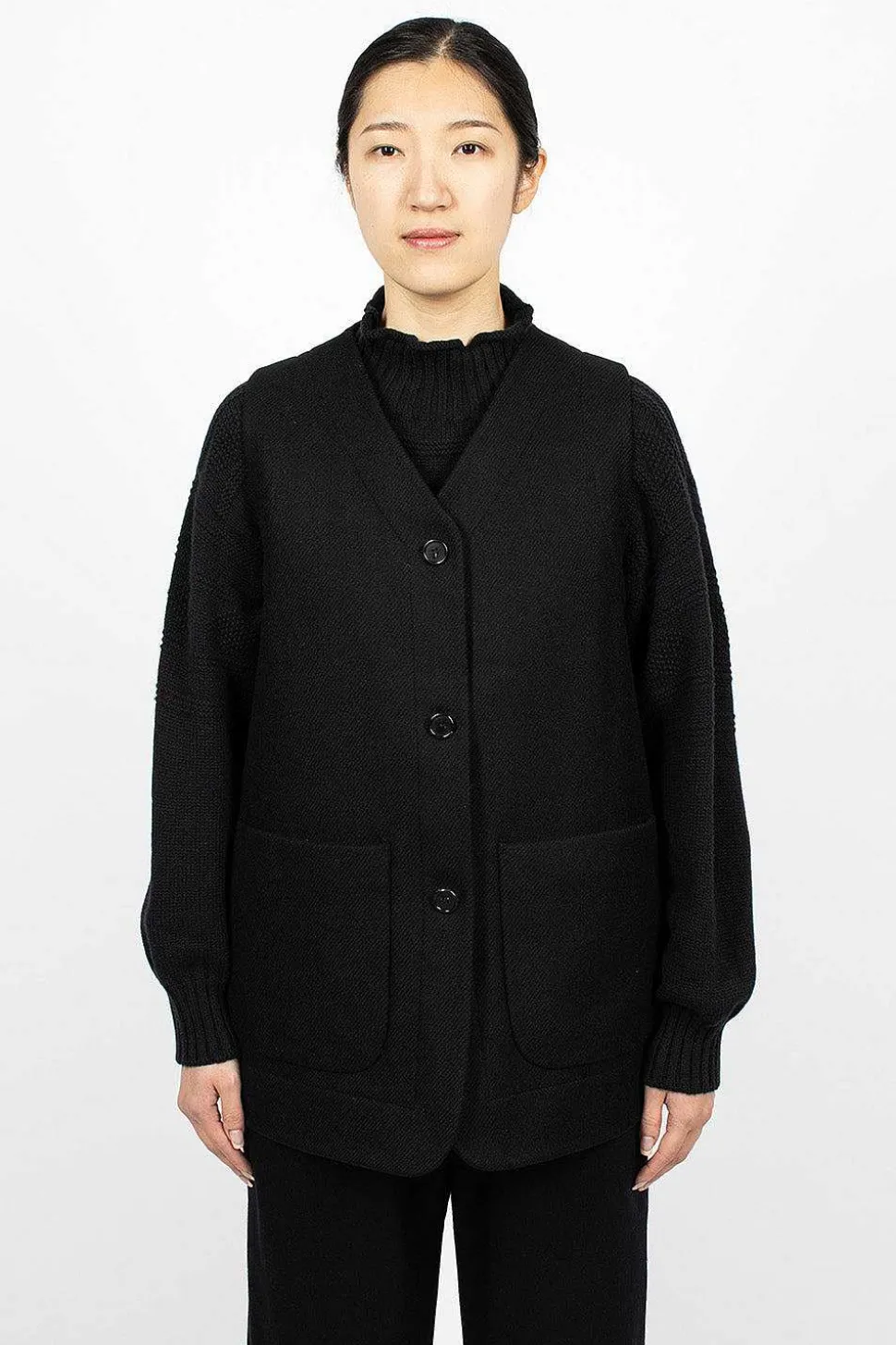 Long Line Jerkin Waistcoat Black