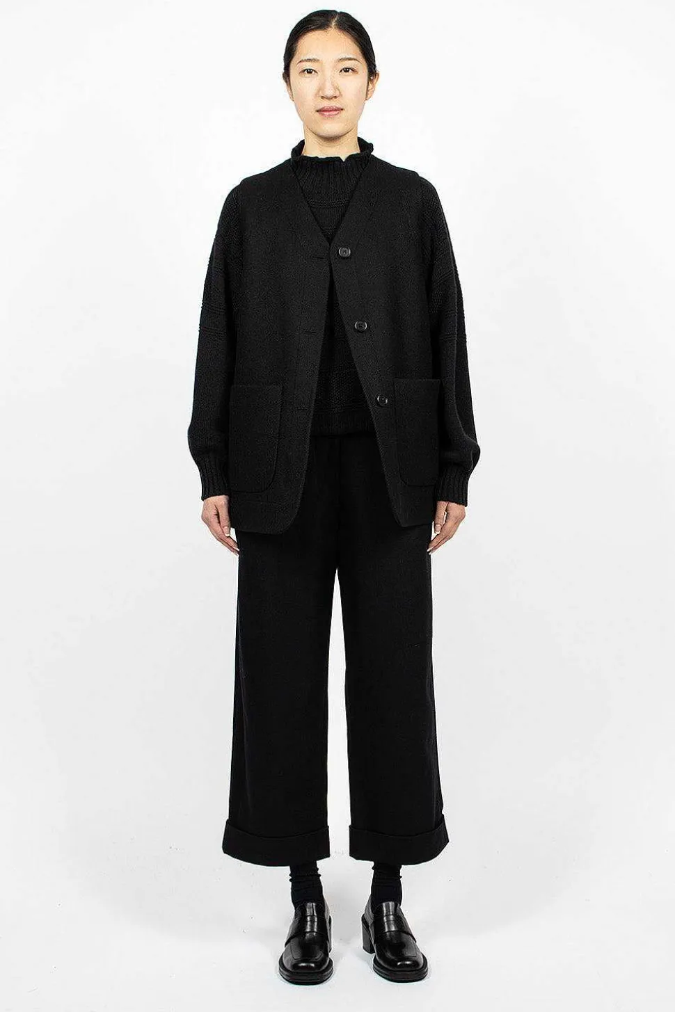Long Line Jerkin Waistcoat Black