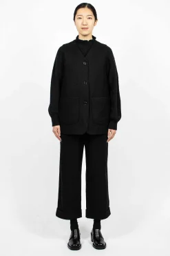 Long Line Jerkin Waistcoat Black