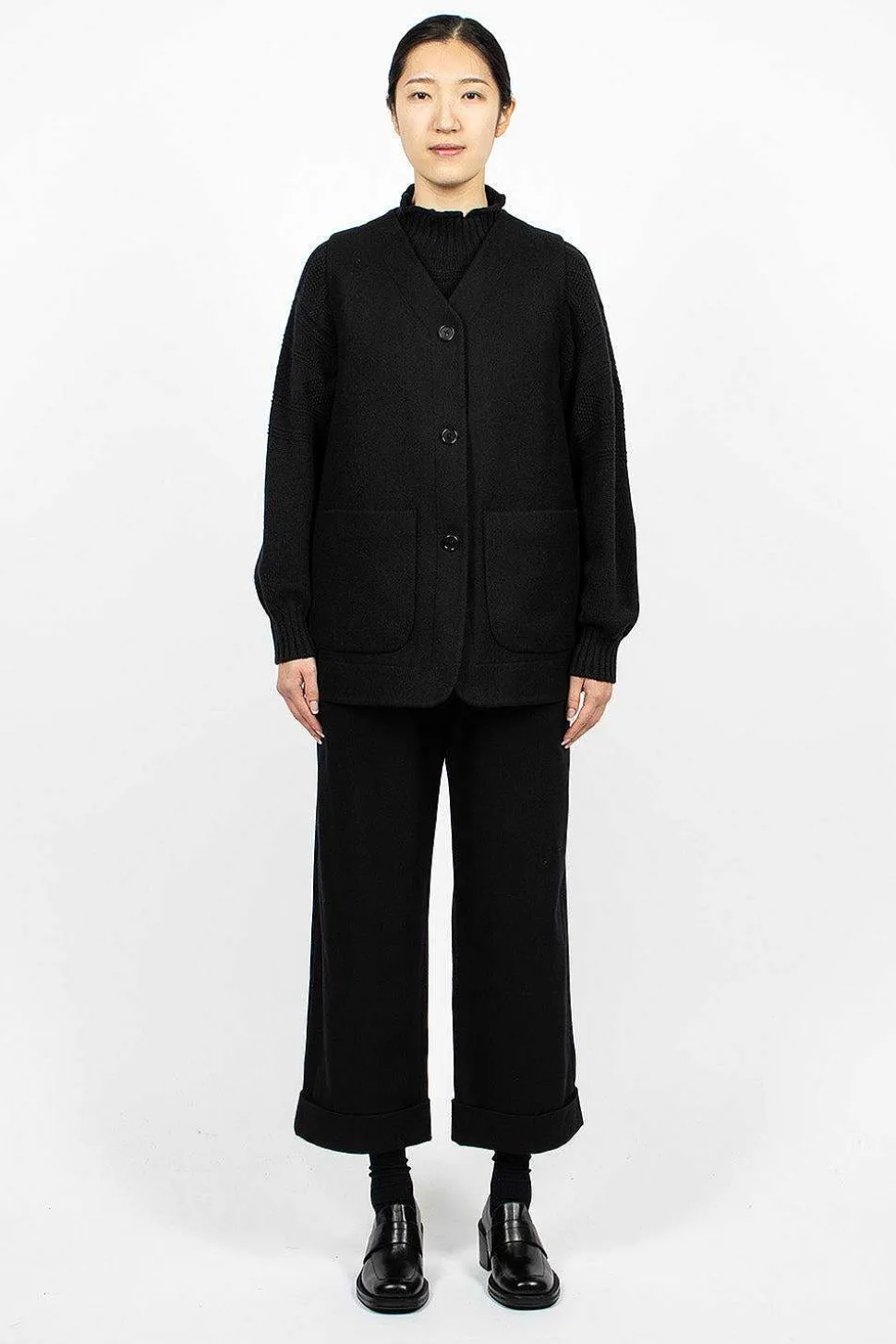 Long Line Jerkin Waistcoat Black