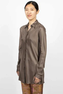 Long Viscose Shirt Grey