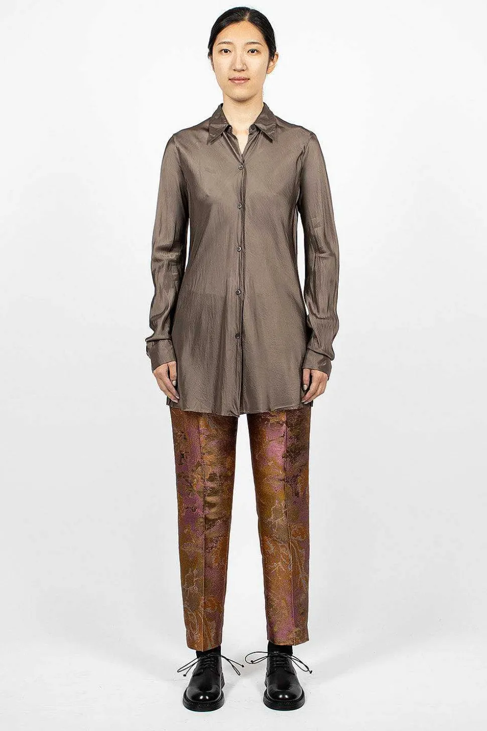 Long Viscose Shirt Grey