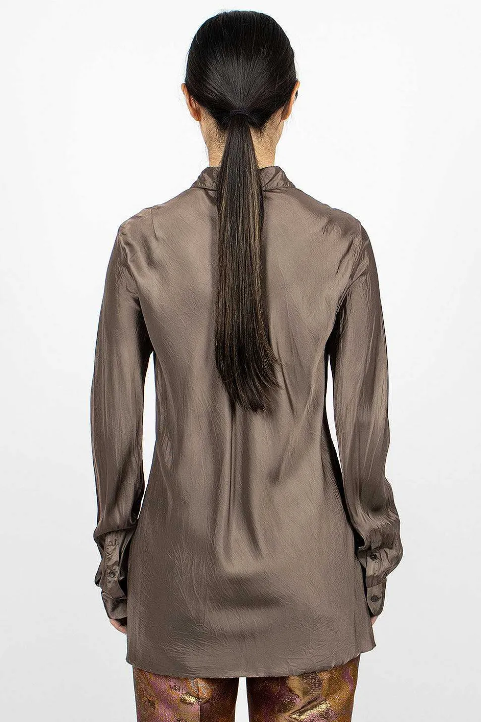 Long Viscose Shirt Grey