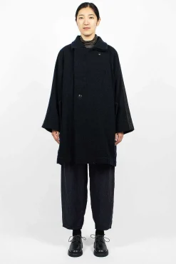Loop Collar Coat Navy