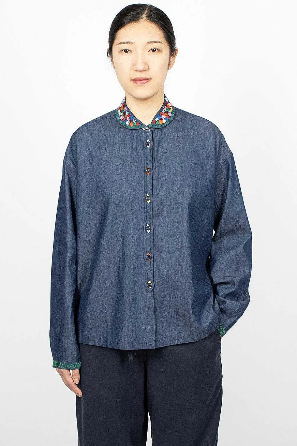 Marianne Shirt Embroidered Indigo