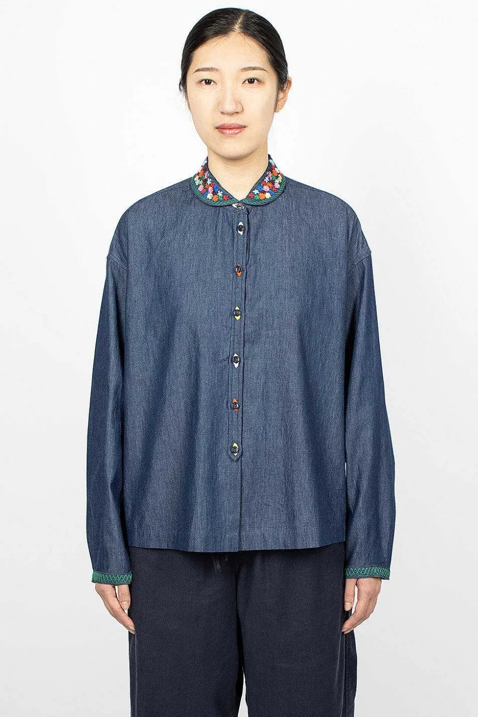 Marianne Shirt Embroidered Indigo