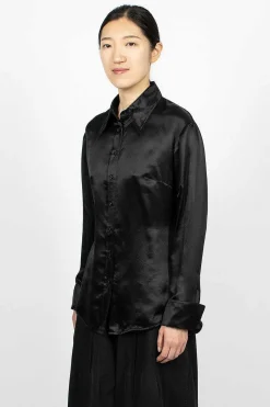 Mesh Collar Blouse Black