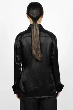 Mesh Collar Blouse Black
