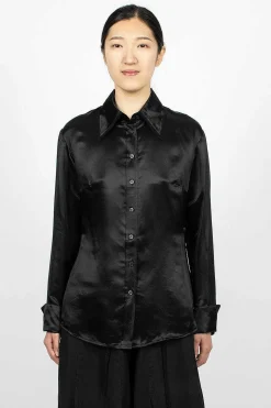 Mesh Collar Blouse Black