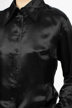 Mesh Collar Blouse Black