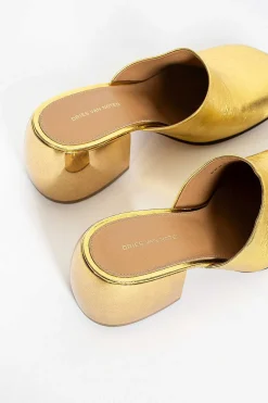 Metallic Leather Mules