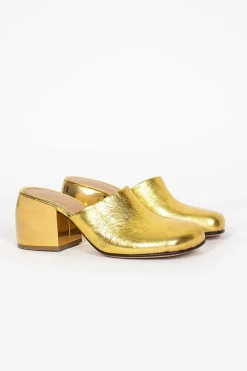 Metallic Leather Mules