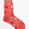 Metallic Thread Polka Ankle Sock Orange
