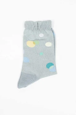Metallic Thread Polka Ankle Sock Blue