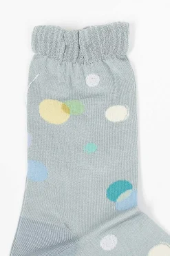 Metallic Thread Polka Ankle Sock Blue