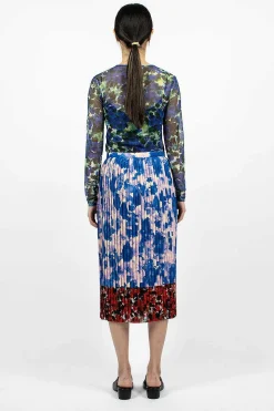 Mixed Floral Skirt Blue