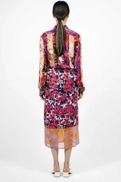 Mixed Floral Skirt Fuchsia