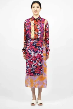 Mixed Floral Skirt Fuchsia