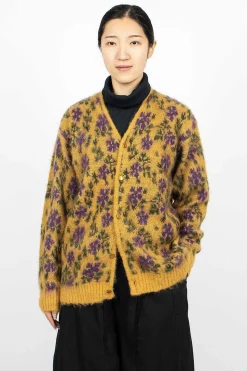 Mohair Cardigan Floral Yellow
