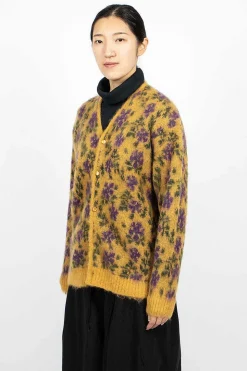 Mohair Cardigan Floral Yellow
