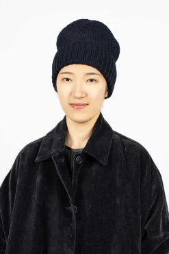 Moss Stitch Beanie Navy