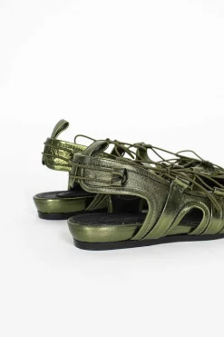 Nappa Metallic Ballerina Khaki
