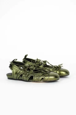 Nappa Metallic Ballerina Khaki