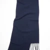 Narrow Wool Scarf Navy