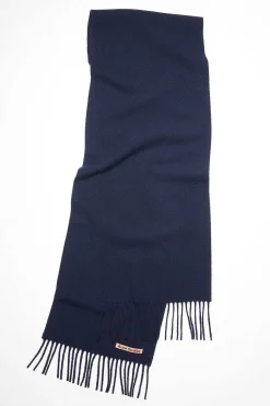 Narrow Wool Scarf Navy