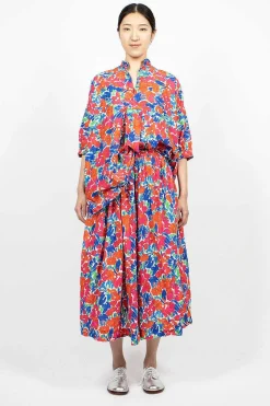Nastro Flower Print Skirt Red/Blue
