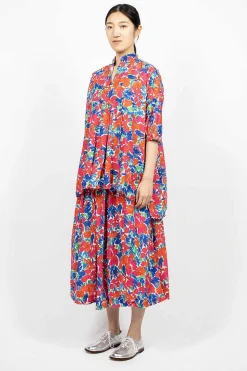 Nastro Flower Print Skirt Red/Blue