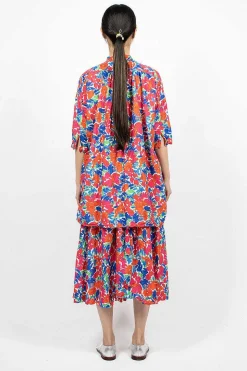 Nastro Flower Print Skirt Red/Blue