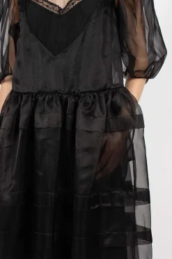 Open Heart Dress Organza Black