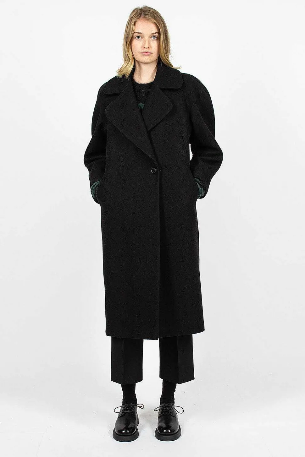 Oversized Collar Coat Black