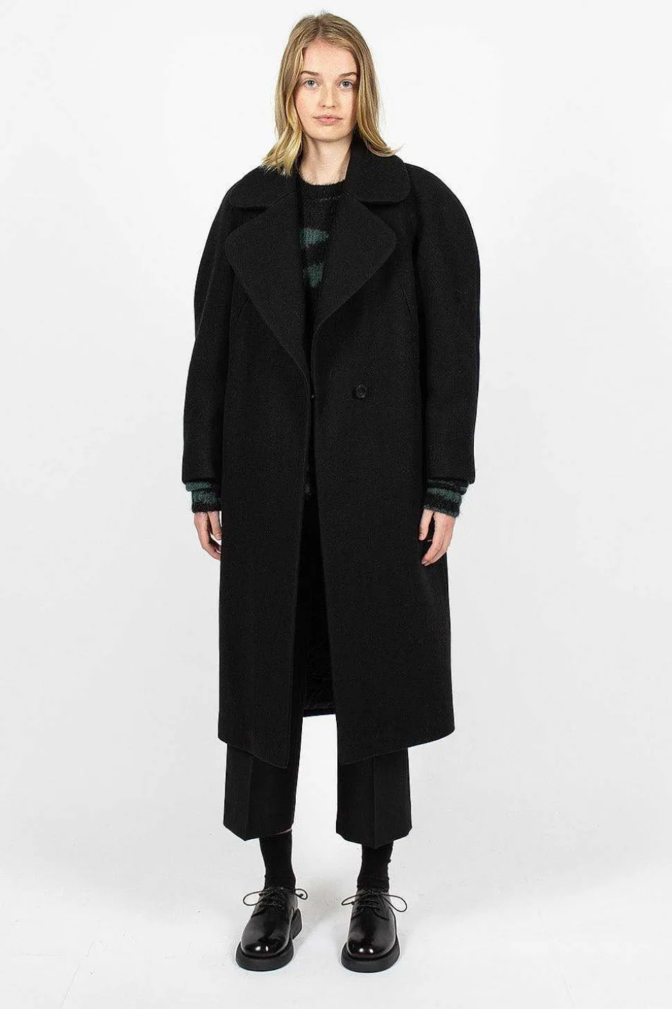 Oversized Collar Coat Black