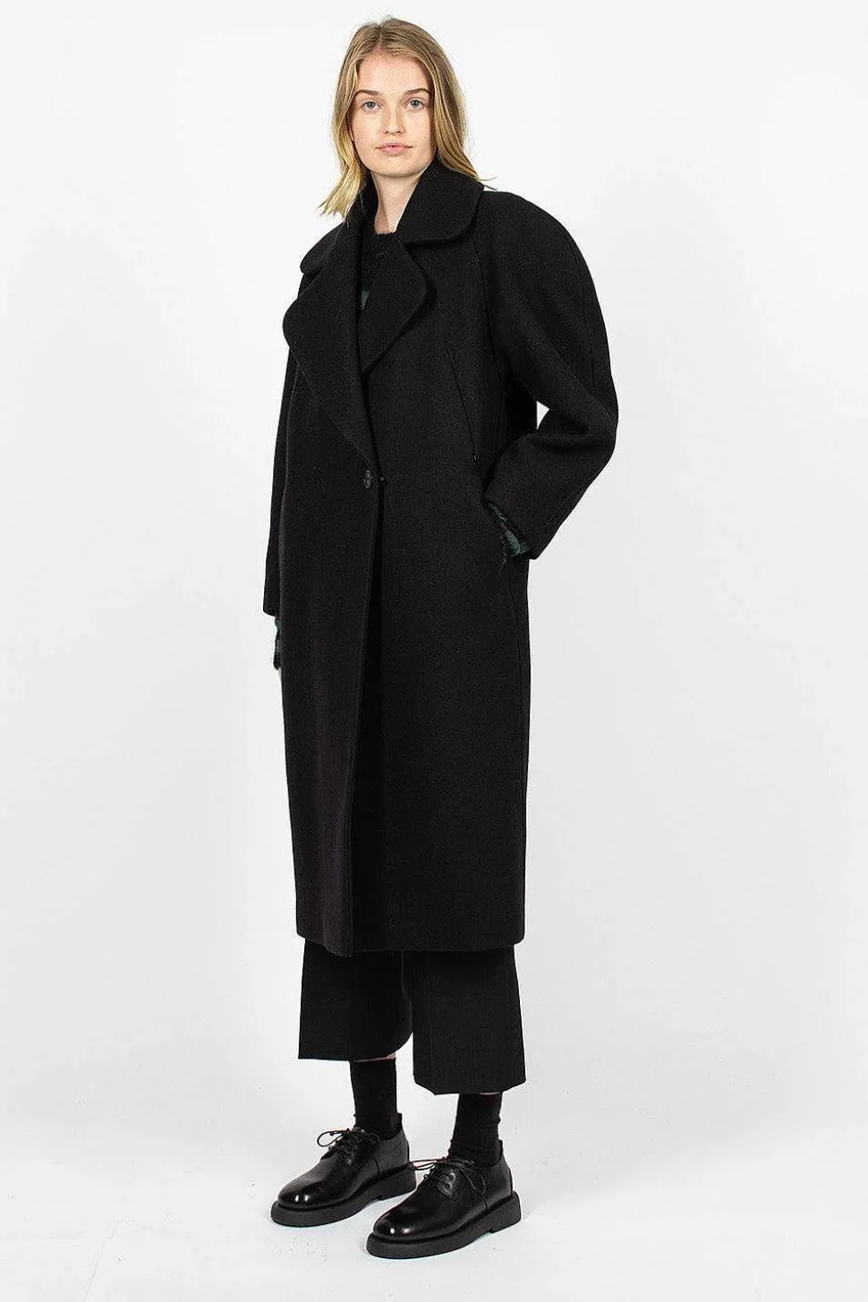 Oversized Collar Coat Black