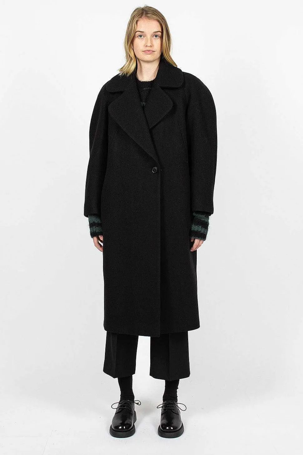 Oversized Collar Coat Black