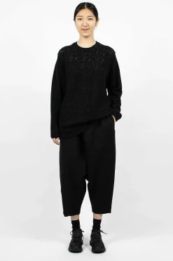 Oversized Flower Crochet Knit Black