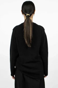 Oversized Flower Crochet Knit Black