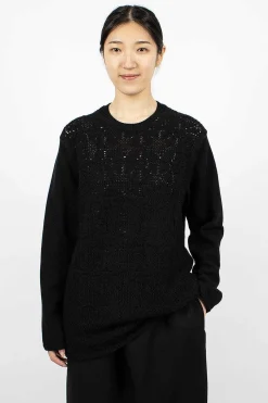 Oversized Flower Crochet Knit Black