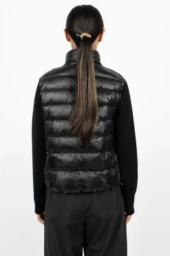 Padded Wool Cardigan Black