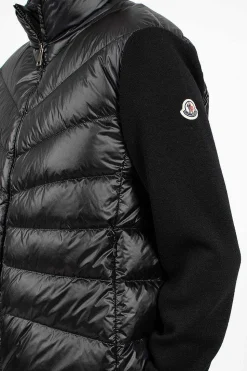 Padded Wool Cardigan Black