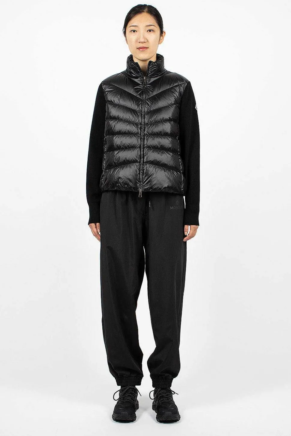 Padded Wool Cardigan Black